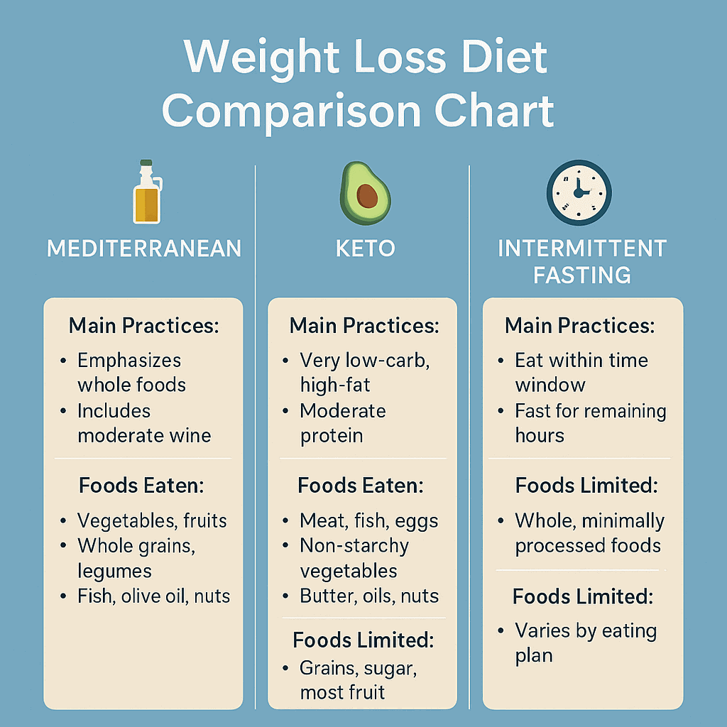 Weight Loss Diet Comparison Chart
